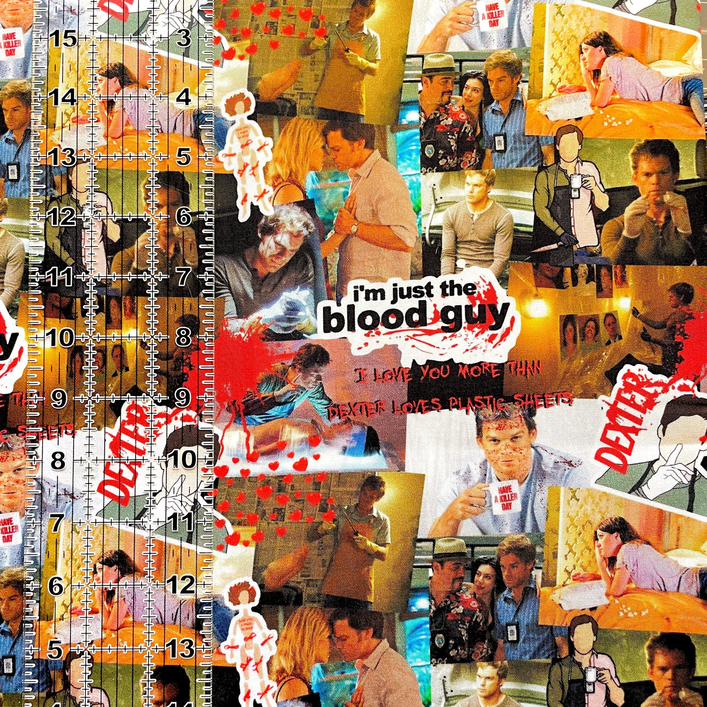 9x14 Tumbler Cut, Custom Fabric, CW Cotton Woven, High Quality, Mask Cut, Tumbler Fabric, TV, Show, Blood Guy, Killer