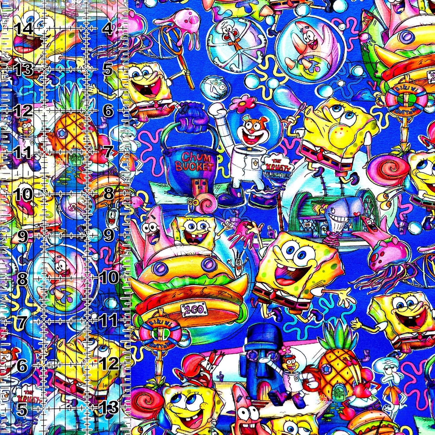 9x14 Tumbler Cut, Custom Fabric, CottonSpandex, High Quality, Mask Cut, Tumbler Fabric, Disney, Pineapple Under the Sea, Square, Pants, Blue