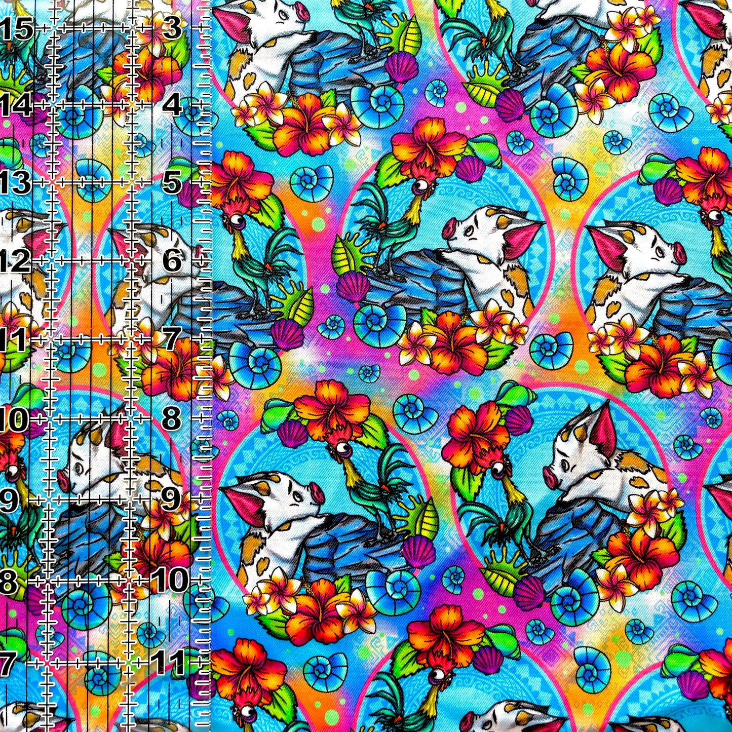 9x14 Tumbler Cut, Custom Fabric, CW Cotton Woven, High Quality, Mask Cut, Tumbler Fabric, Disney, Beach, Island, Pig, Pua, Ocean, Cute, Kids