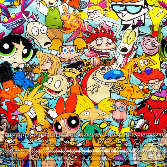 9x14 Tumbler Cut, Custom Fabric, CW Cotton Woven, High Quality, Mask Cut, Tumbler Fabric, 90s Cartoons, Throwback, Classic, TV, Blue