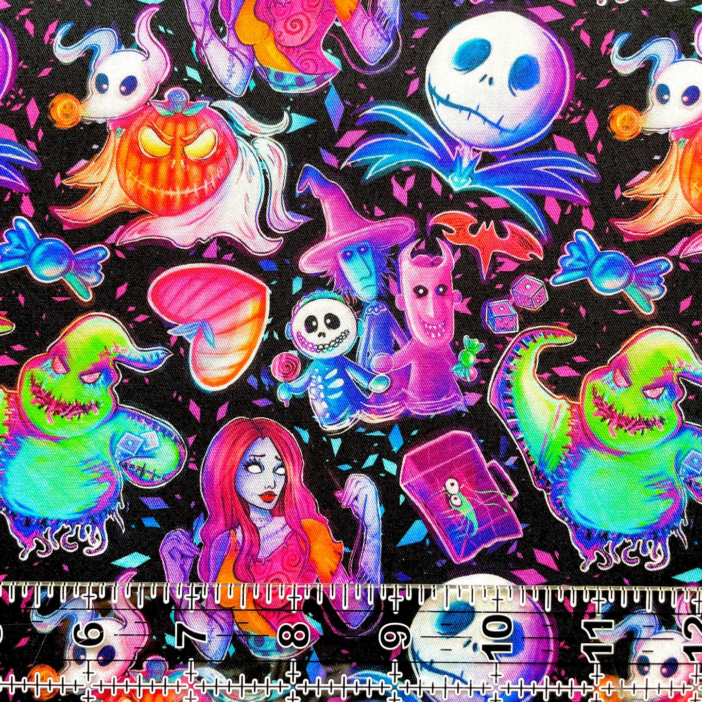 9x14 Tumbler Cut, Custom Fabric, CW Cotton Woven, High Quality, Mask Cut, Tumbler Fabric, Halloween, Nightmare, NBC, New, Neon, Watercolor