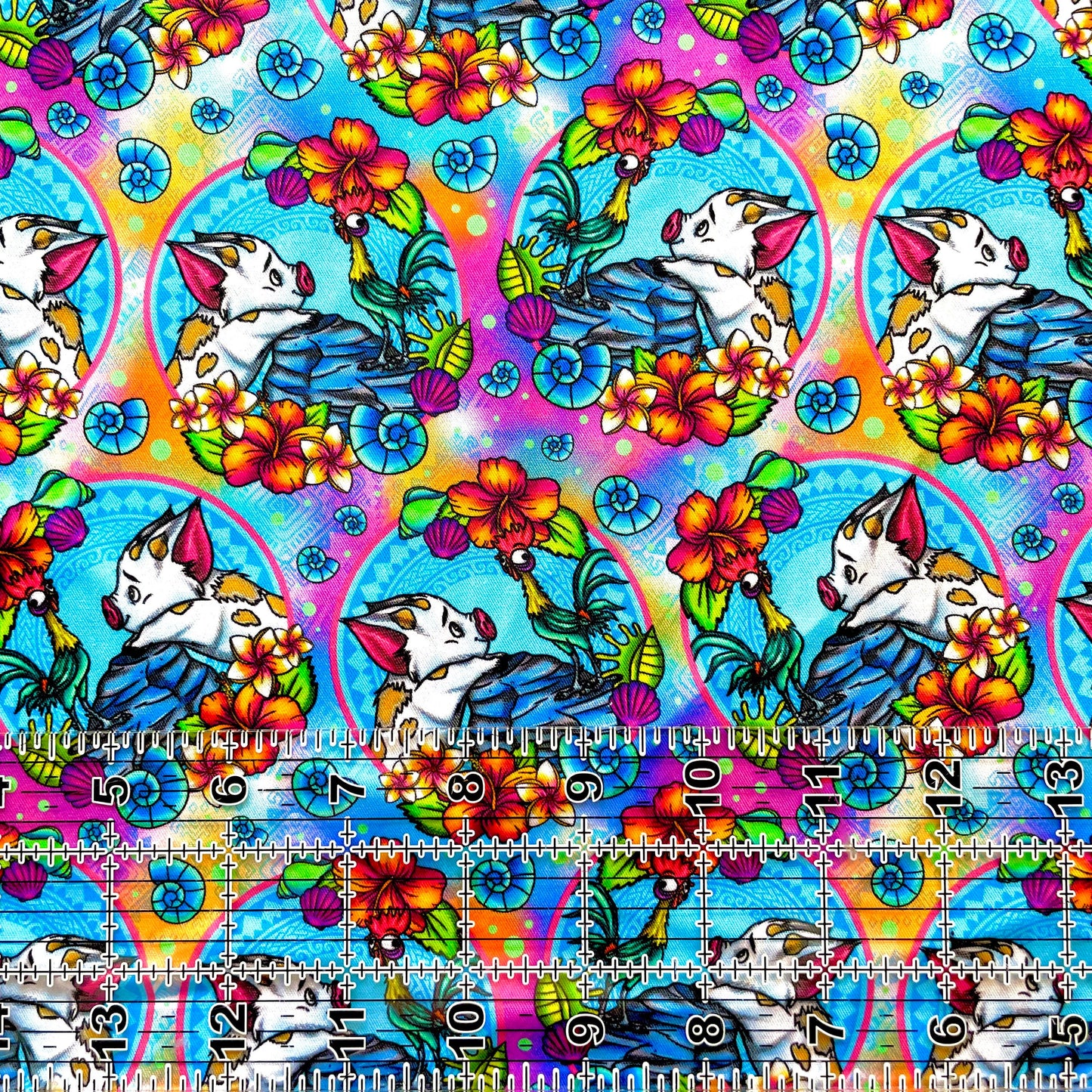 9x14 Tumbler Cut, Custom Fabric, CW Cotton Woven, High Quality, Mask Cut, Tumbler Fabric, Disney, Beach, Island, Pig, Pua, Ocean, Cute, Kids