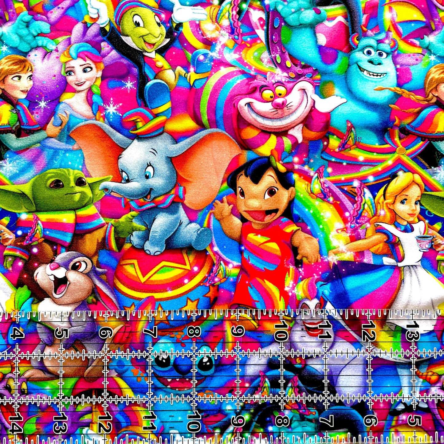 9x14 Tumbler Cut, Custom Fabric, CottonSpandex, High Quality, Mask Cut, Tumbler Fabric, Disney, Rainbow, Mickey, Minnie, Bright, Reg Scale