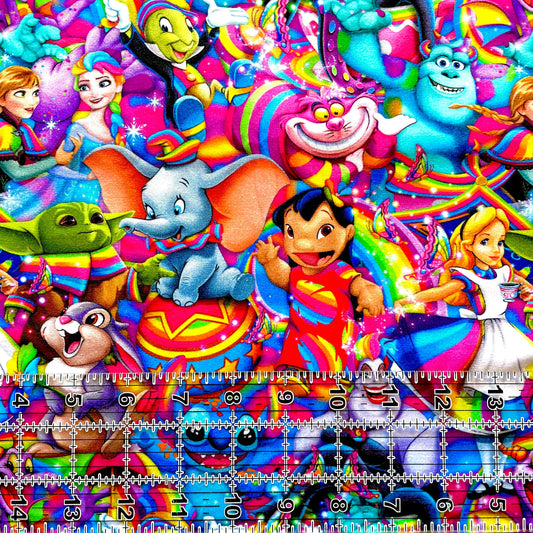 9x14 Tumbler Cut, Custom Fabric, CottonSpandex, High Quality, Mask Cut, Tumbler Fabric, Disney, Rainbow, Mickey, Minnie, Bright, Reg Scale