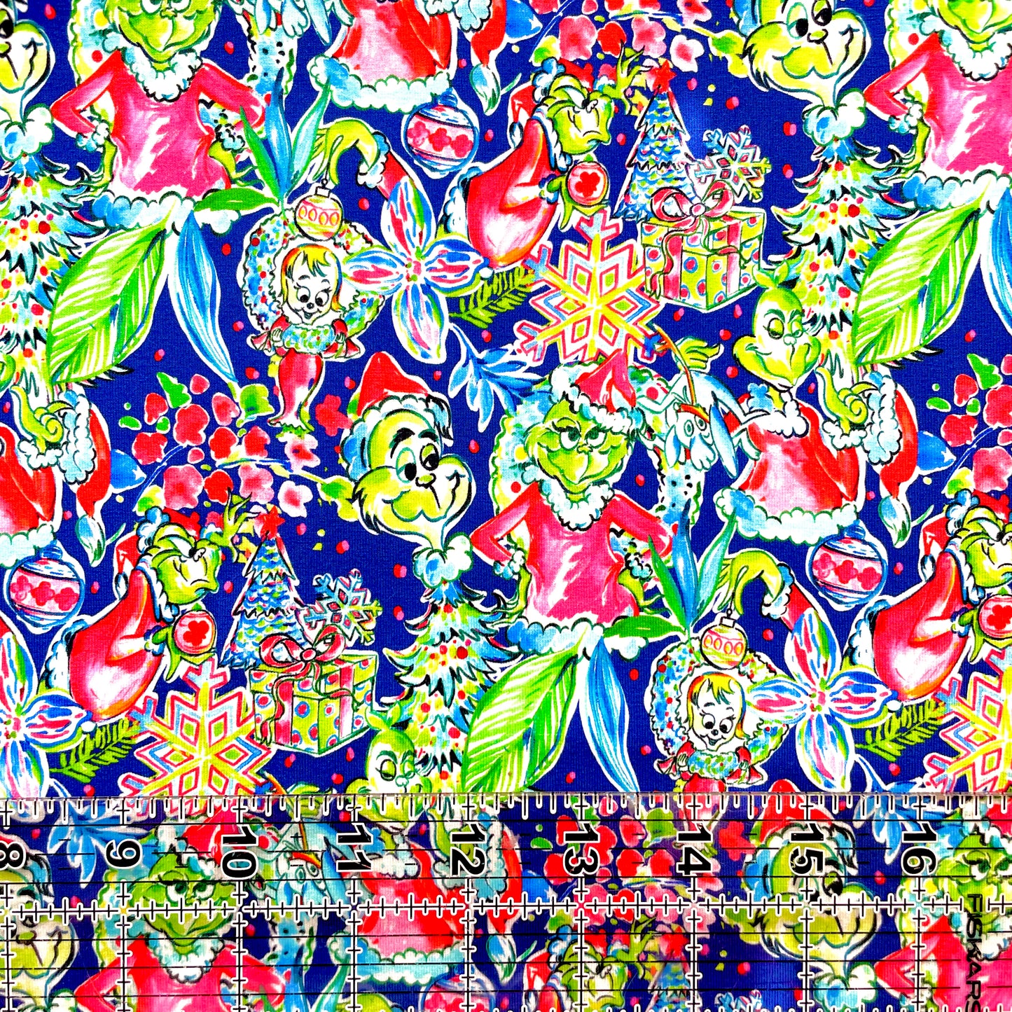 9x14 Tumbler Cut, Custom Fabric, CottonSpandex, High Quality, Mask Cut, Tumbler Fabric, Christmas, Xmas, Grinch, LP Inspired, Navy, Regular Scale