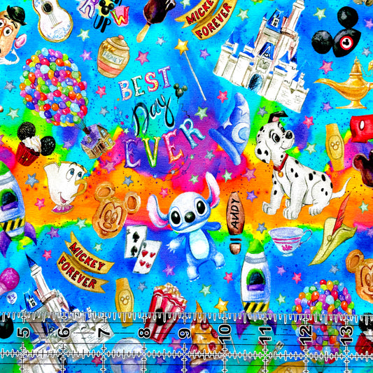9x14 Tumbler Cut, Custom Fabric, CottonSpandex, High Quality, Mask Cut, Tumbler Fabric, Disney, Best Day Ever, Neon Ombre, Vibrant