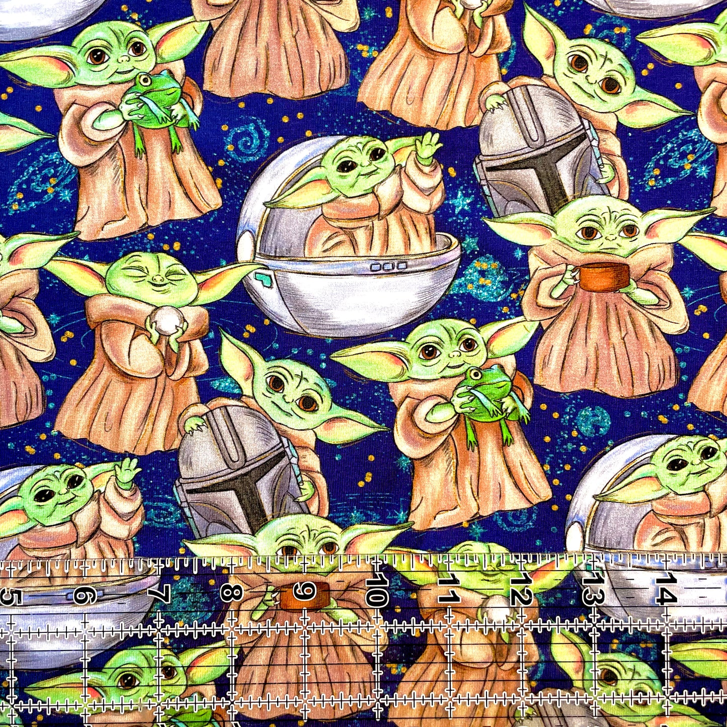 9x14 Tumbler Cut, Custom Fabric, CottonSpandex, High Quality, Mask Cut, Tumbler Fabric, Child, Wars, Star, Yoda and Frog Friend