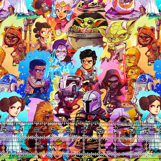 9x14 Tumbler Cut, Custom Fabric, CW Cotton Woven, High Quality, Mask Cut, Tumbler Fabric, Star, Space War Cuties