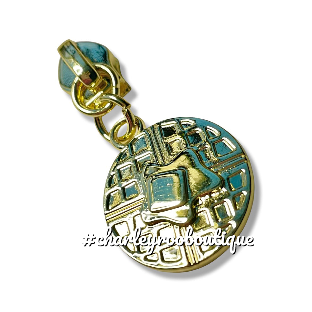 Zipper Pull, Waffle, Gold