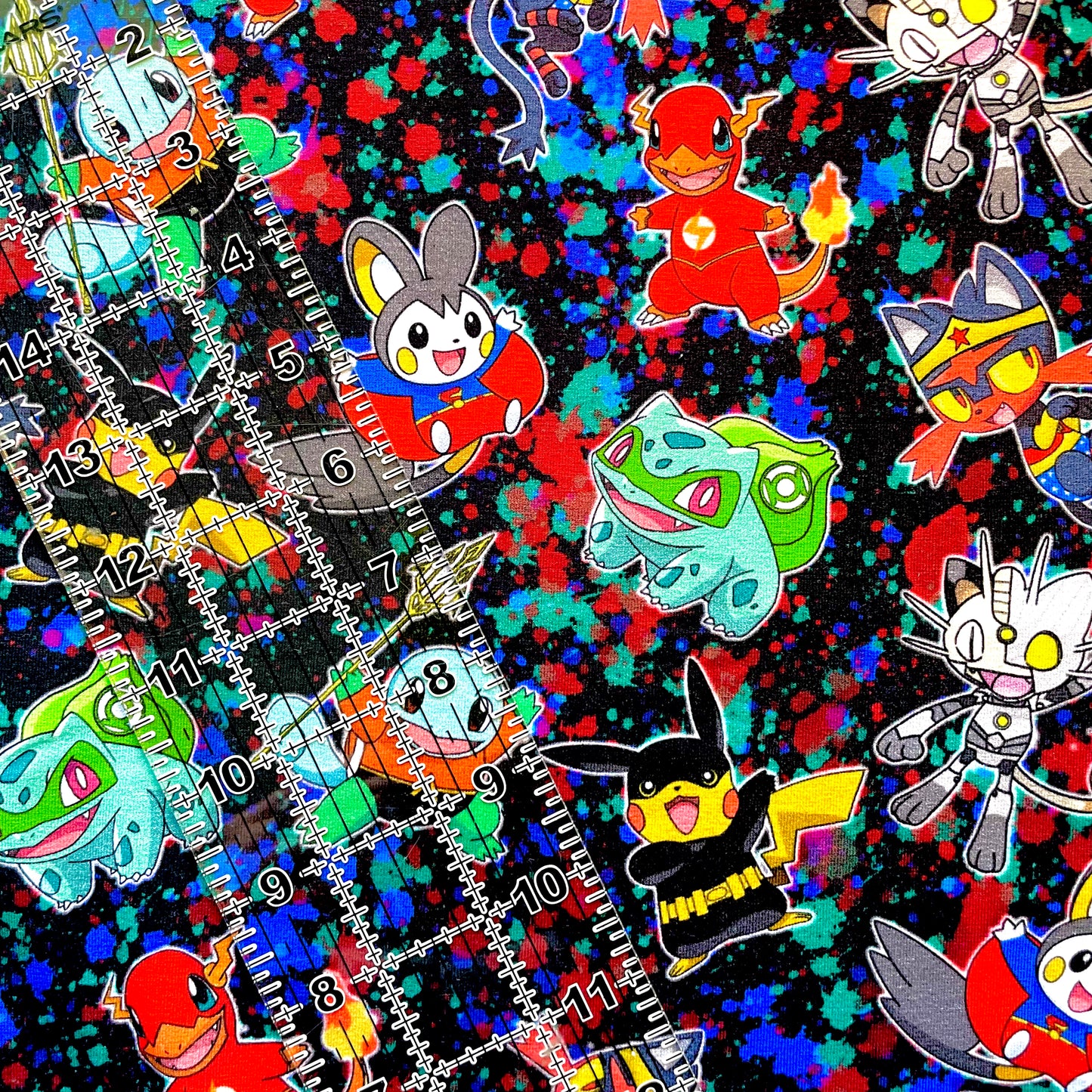 9x14 Tumbler Cut, Custom Fabric, CottonSpandex, High Quality, Mask Cut, Tumbler Fabric, Anime, Gamer, Characters, Poke Heroes, Superhero