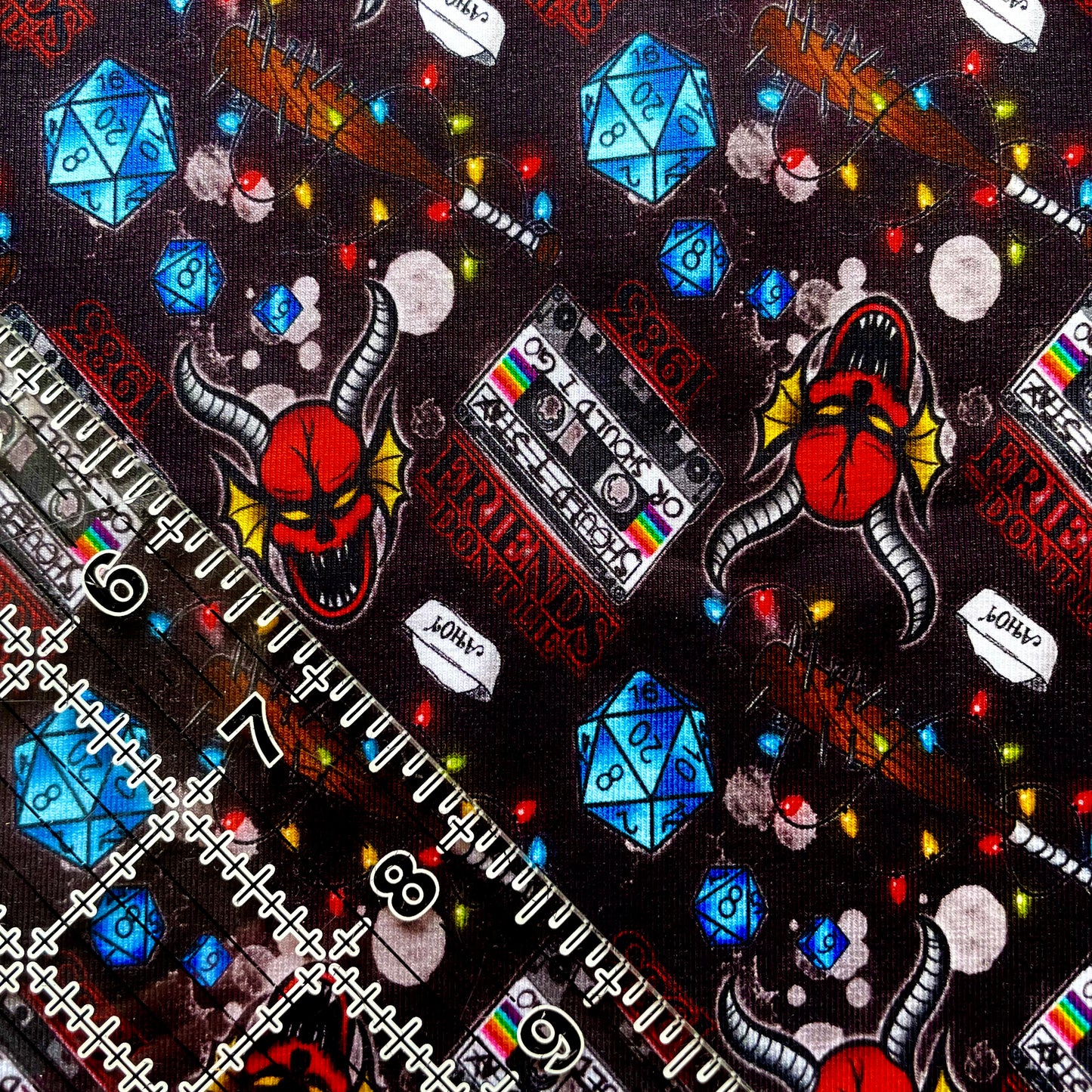 9x14 Tumbler Cut, Custom Fabric, CottonSpandex, High Quality, Halloween, Mask Cut, Tumbler Fabric, Strange Friends, Hellfire