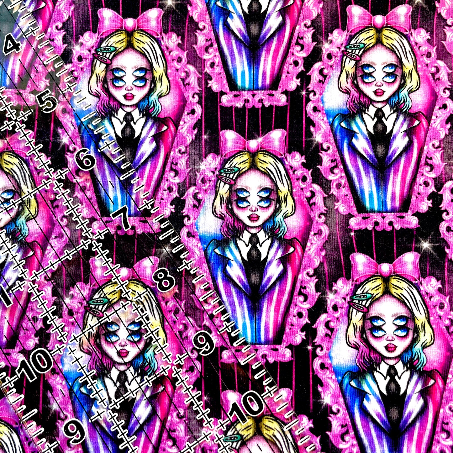 9x14 Tumbler Cut, Custom Fabric, CottonSpandex, High Quality, Mask Cut, Tumbler Fabric, Coffin Cameos, Wednesday, Enid, Wolf Girl