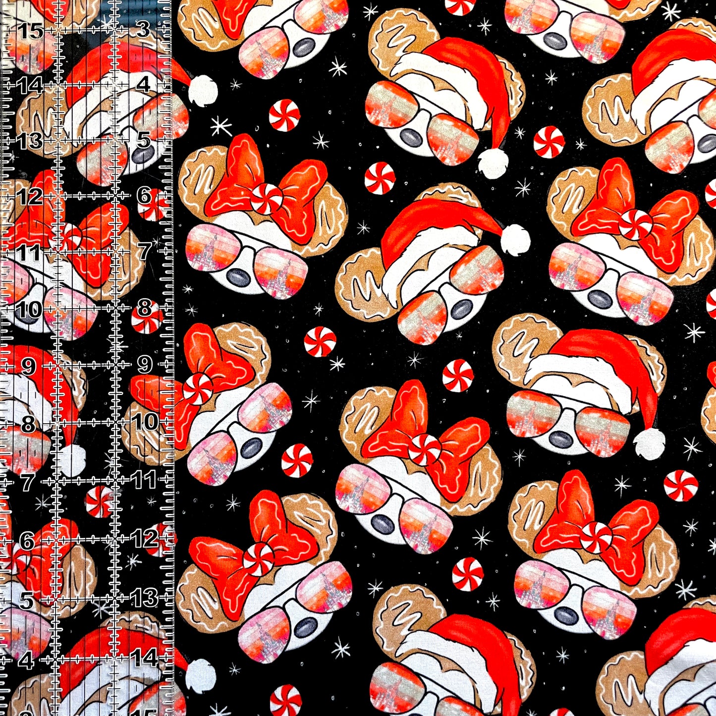 9x14 Tumbler Cut, Custom Fabric, CottonSpandex, High Quality, Mask Cut, Tumbler Fabric, Christmas, Xmas Mouse with Hat, Mickey, Minnie