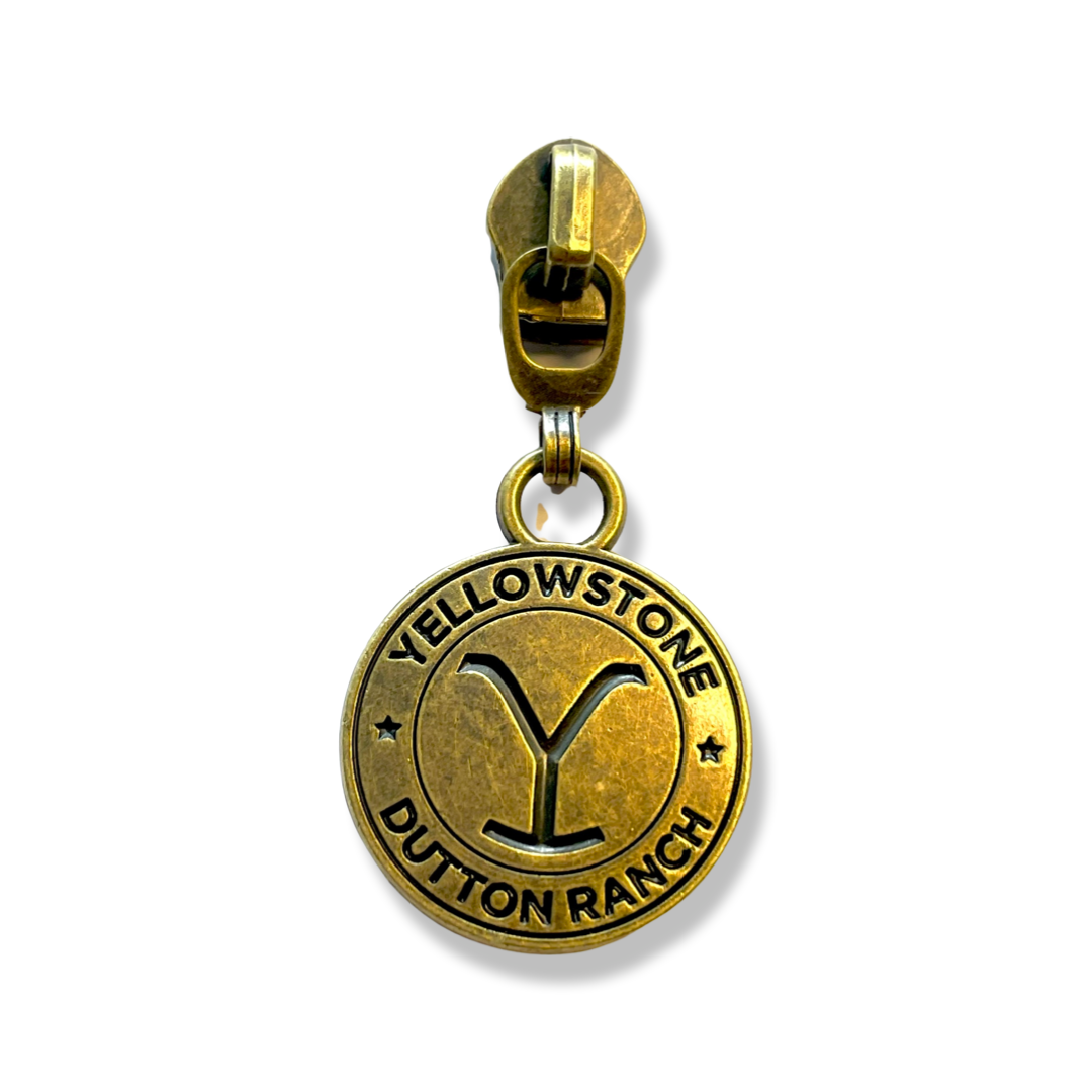 Zipper Pull, Country, Western Show, Y, Antique Brass