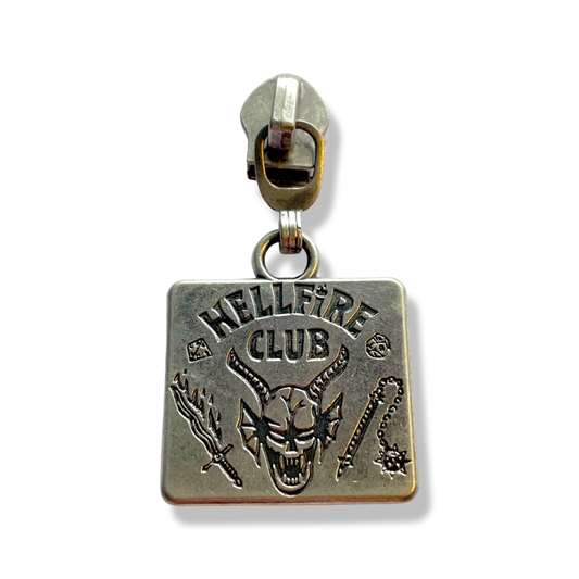 Zipper Pull, Hellfire, Stranger, Antique Silver