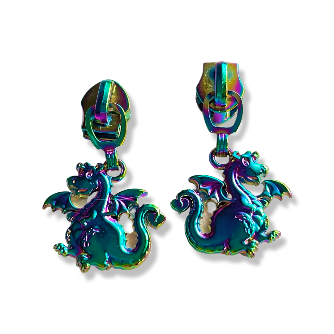 Zipper Pull, Cute Dragon, Rainbow