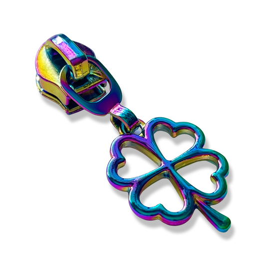 Zipper Pull, Clover, Rainbow