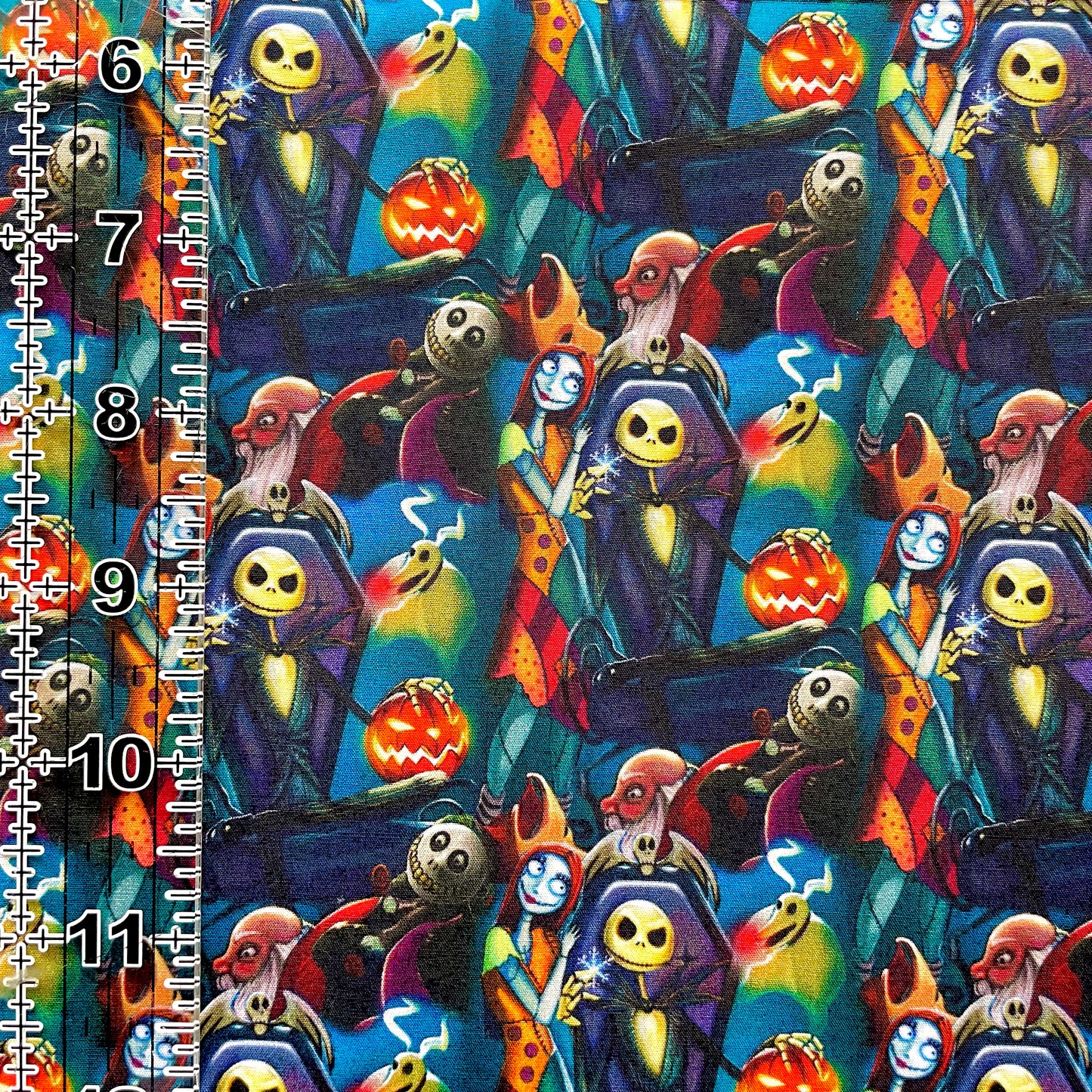 9x14 Tumbler Cut, Custom Fabric, CW Cotton Woven, High Quality, Mask Cut, Tumbler Fabric, NBC, Halloween, Burton, Teal and Orange