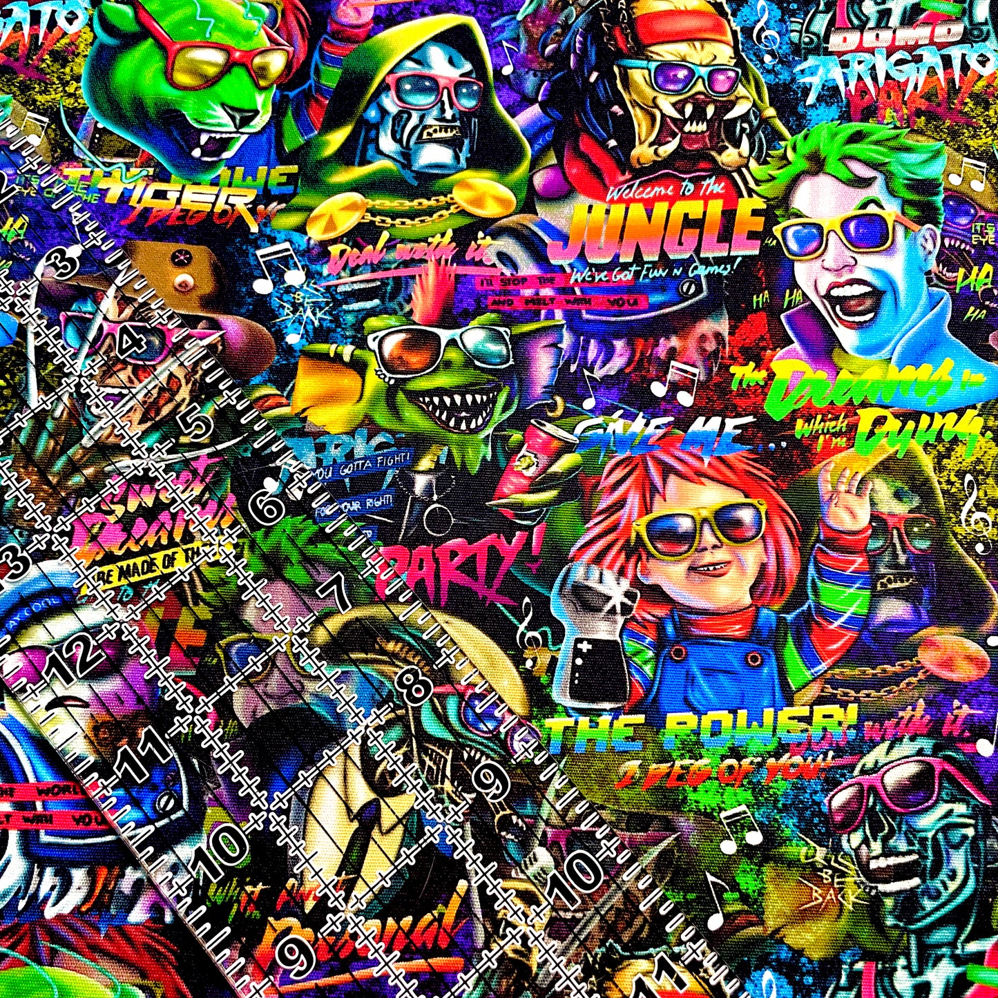 9x14 Tumbler Cut, Custom Fabric, CW Cotton Woven, High Quality, Mask Cut, Tumbler Fabric, Horror, Neon, Retro Villains