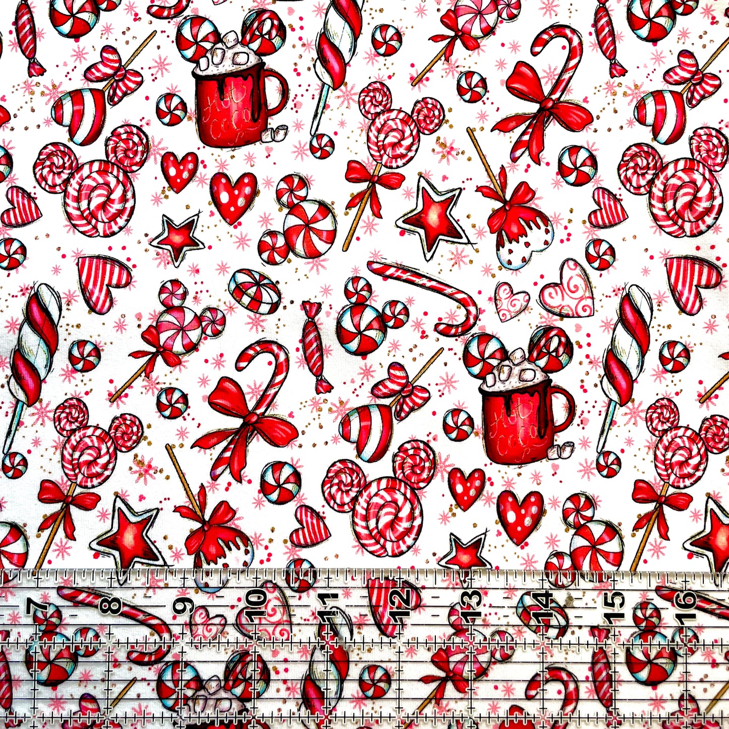 9x14 Tumbler Cut, Custom Fabric, CottonSpandex, High Quality, Mask Cut, Tumbler Fabric, Christmas, Xmas, Peppermint Mouse, Elements, Small Scale