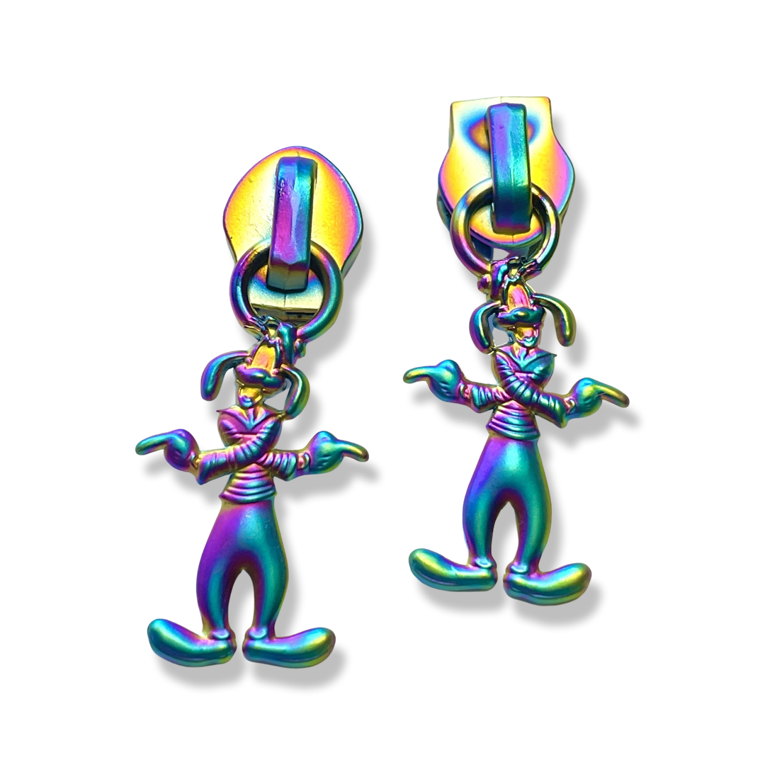 Zipper Pull, Goofy Dog, Rainbow Matte