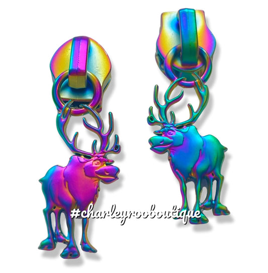 Zipper Pull, Reindeer, Sven, Frozen, Rainbow Matte