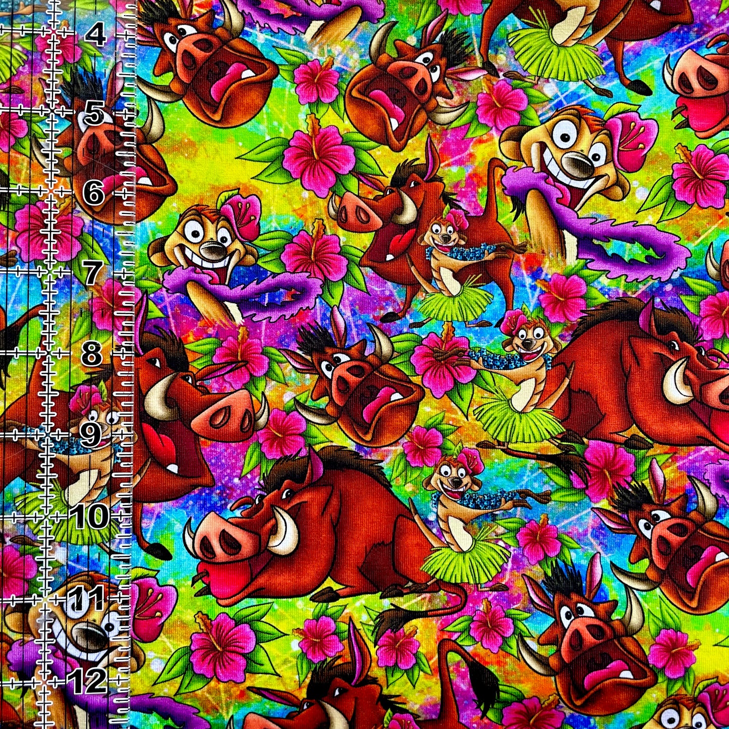 9x14 Tumbler Cut, Custom Fabric, CottonSpandex, High Quality, Mask Cut, Tumbler Fabric, Lion Friends, Timon and Pumba, Vibrant