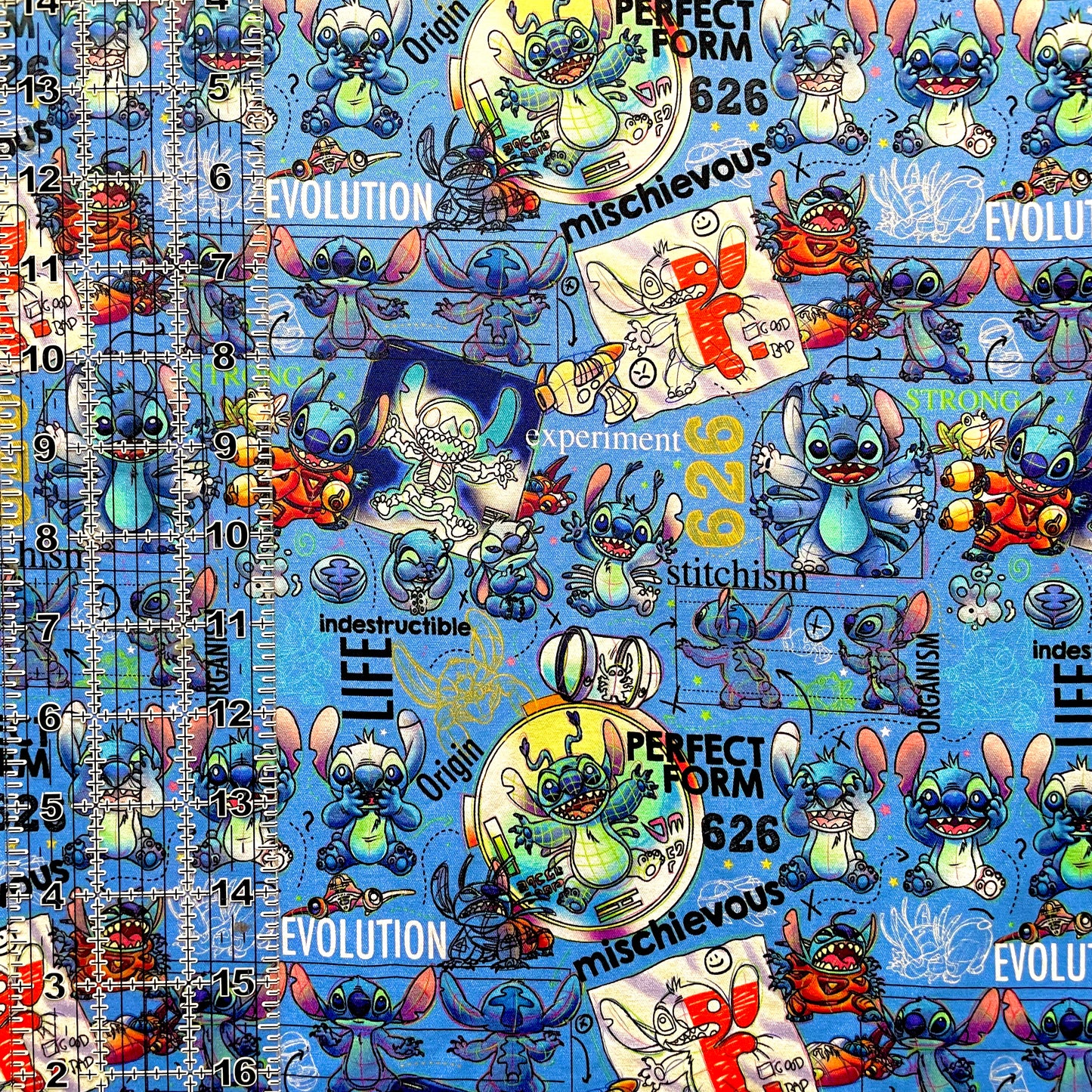 9x14 Tumbler Cut, Custom Fabric, CW Cotton Woven, High Quality, Mask Cut, Tumbler Fabric, Stitch, Disney, Cute, Blue, 626, Stitchism New