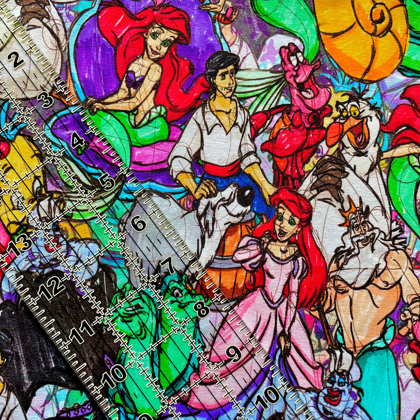 9x14 Tumbler Cut, Custom Fabric, CottonSpandex, High Quality, Mask Cut, Tumbler Fabric, Ariel, Mermaid, Sketch