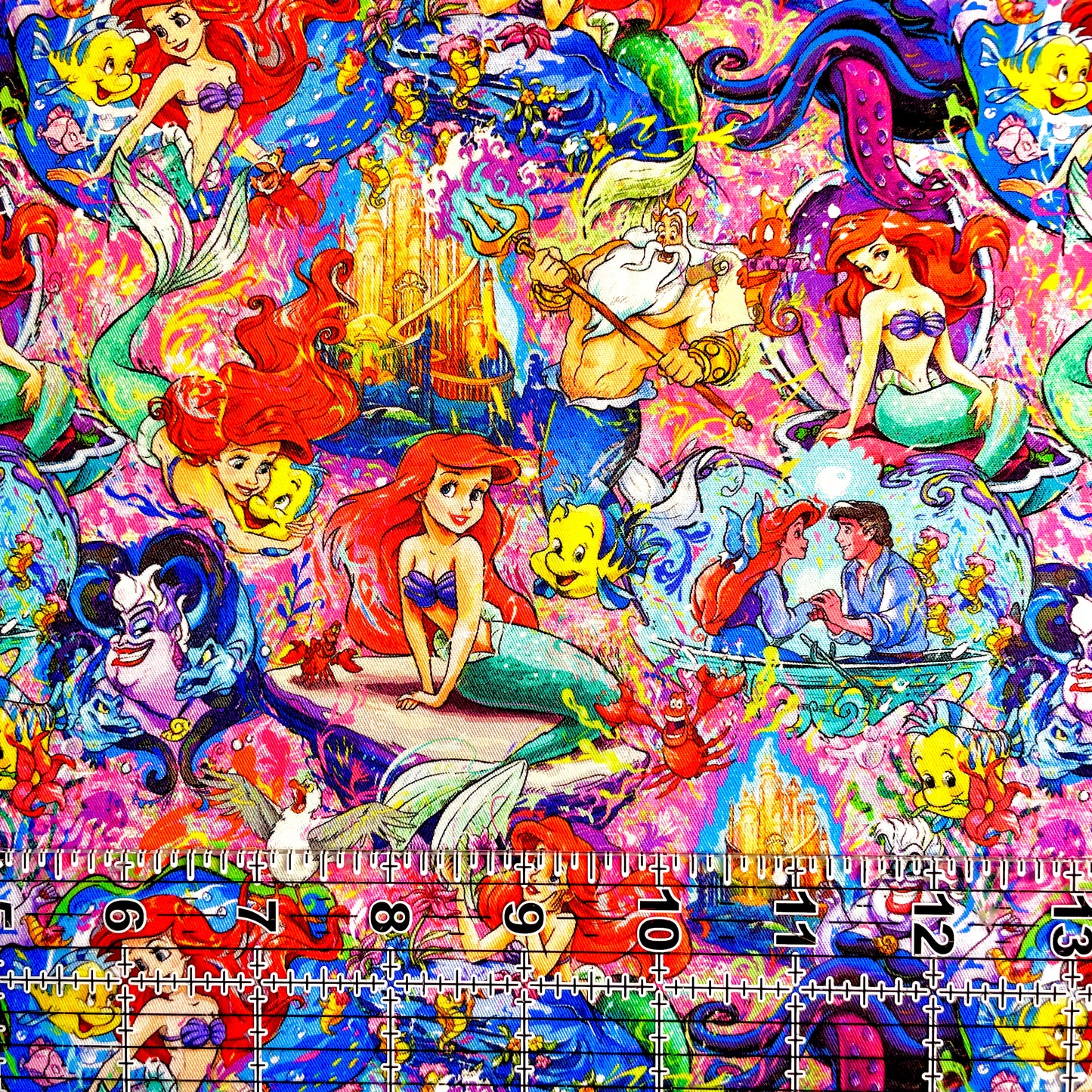 9x14 Tumbler Cut, Custom Fabric, CW Cotton Woven, High Quality, Mask Cut, Tumbler Fabric, Mermaid, Artistic Ariel, Small Scale