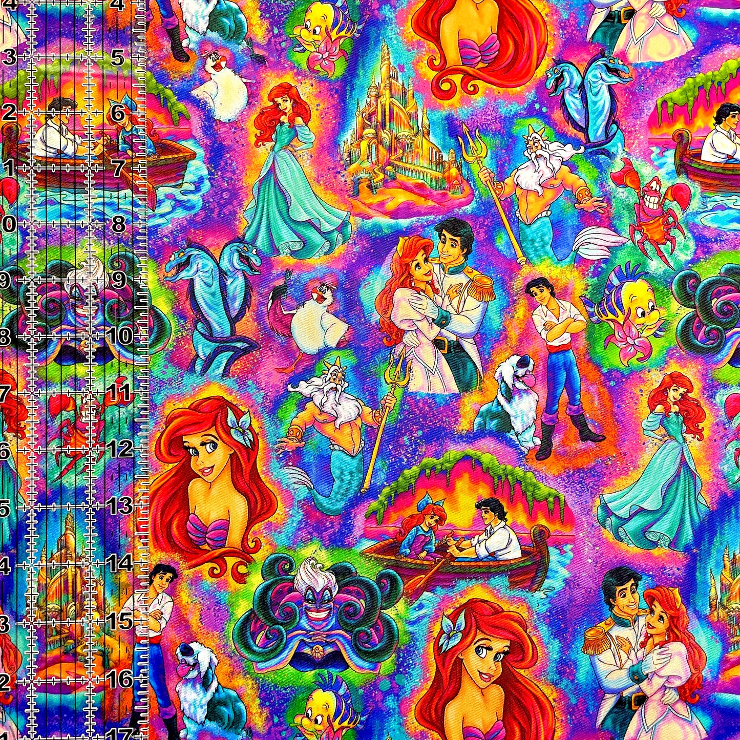 9x14 Tumbler Cut, Custom Fabric, CW Cotton Woven, High Quality, Mask Cut, Tumbler Fabric, Mermaid, Neon Ariel