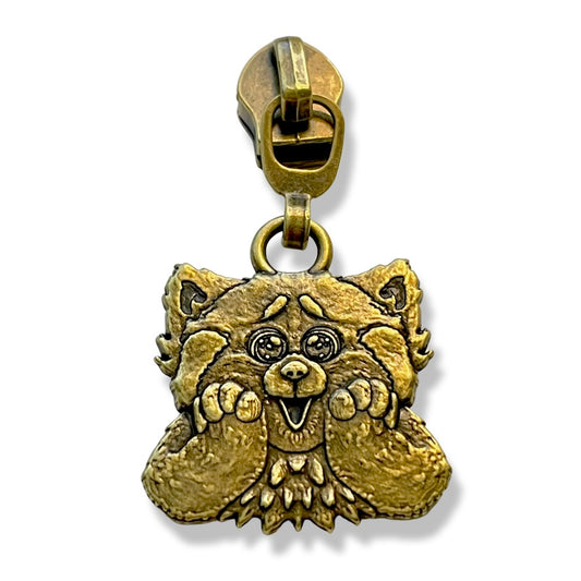 Zipper Pull, Panda, Antique Brass