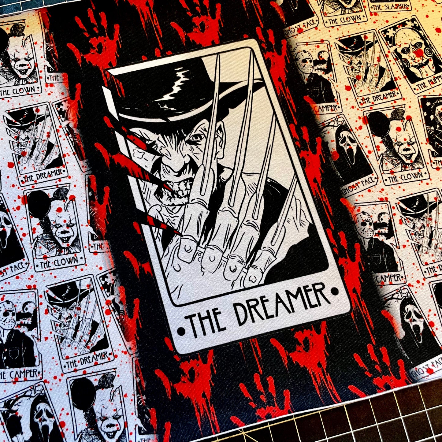 9x14 Tumbler Cut, Custom Fabric, CottonSpandex, High Quality, Halloween, Mask Cut, Tumbler Fabric, Horror, Killer, Freddy, The Dreamer, Precut