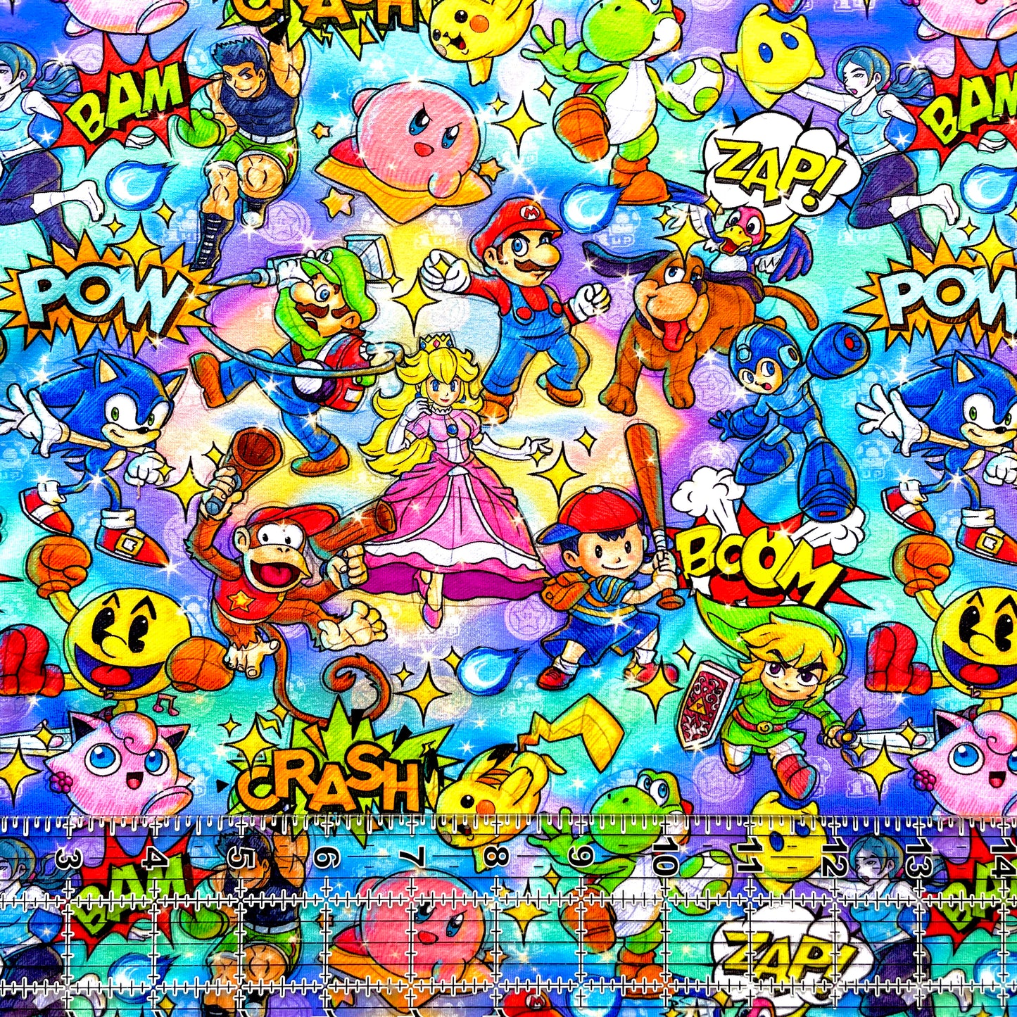 9x14 Tumbler Cut, Custom Fabric, CottonSpandex, High Quality, Mask Cut, Tumbler Fabric, Gamer Characters, Colorful, Smash Main