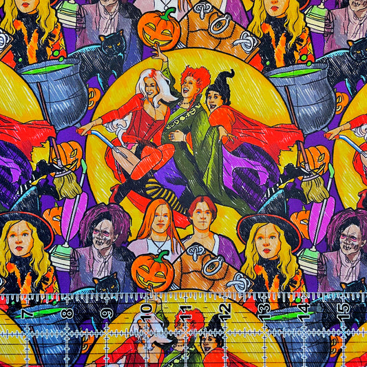 9x14 Tumbler Cut, Custom Fabric, CW Cotton Woven, High Quality, Mask Cut, Tumbler Fabric, Witch, Hocus, Spell, Pocus, Halloween, Eden, Amuck