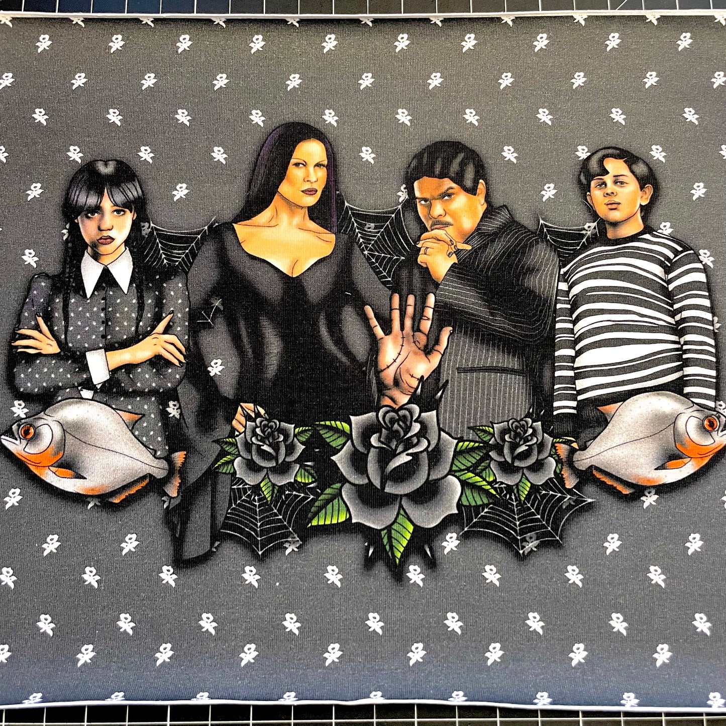 9x14 Tumbler Cut, Custom Fabric, CottonSpandex, High Quality, Mask Cut, Tumbler Fabric, Addams, Precut