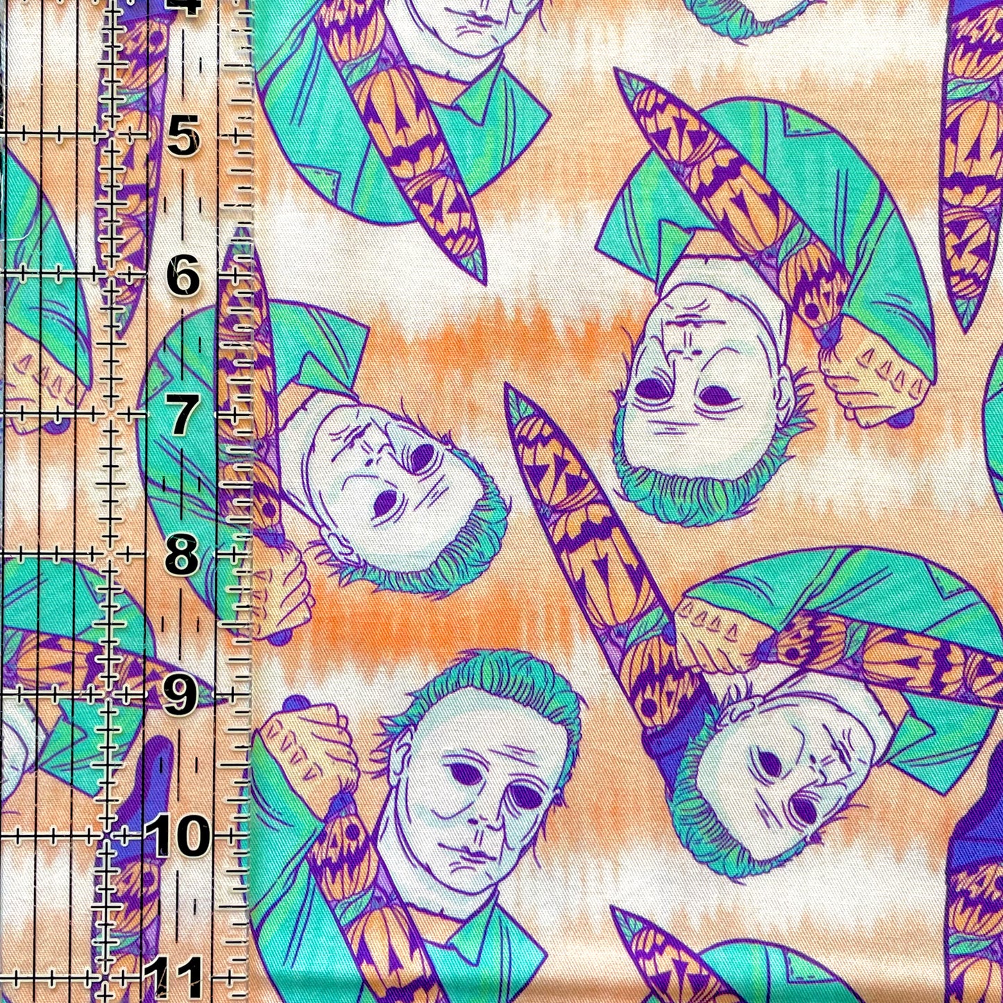 9x14 Tumbler Cut, Custom Fabric, CW Cotton Woven, High Quality, Mask Cut, Tumbler Fabric, Halloween, Horror, Pastel, Michael