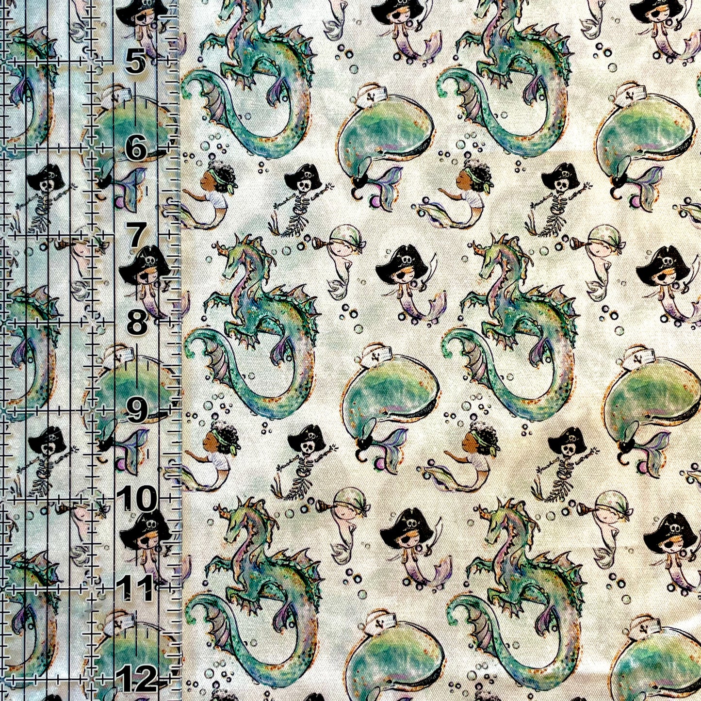9x14 Tumbler Cut, Custom Fabric, CW Cotton Woven, High Quality, Mask Cut, Tumbler Fabric, Sea Dragons, Pirate, Ocean, Beach, Summer, Mermaids, Mermen