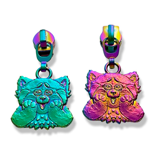 Zipper Pull, Panda, Rainbow Matte