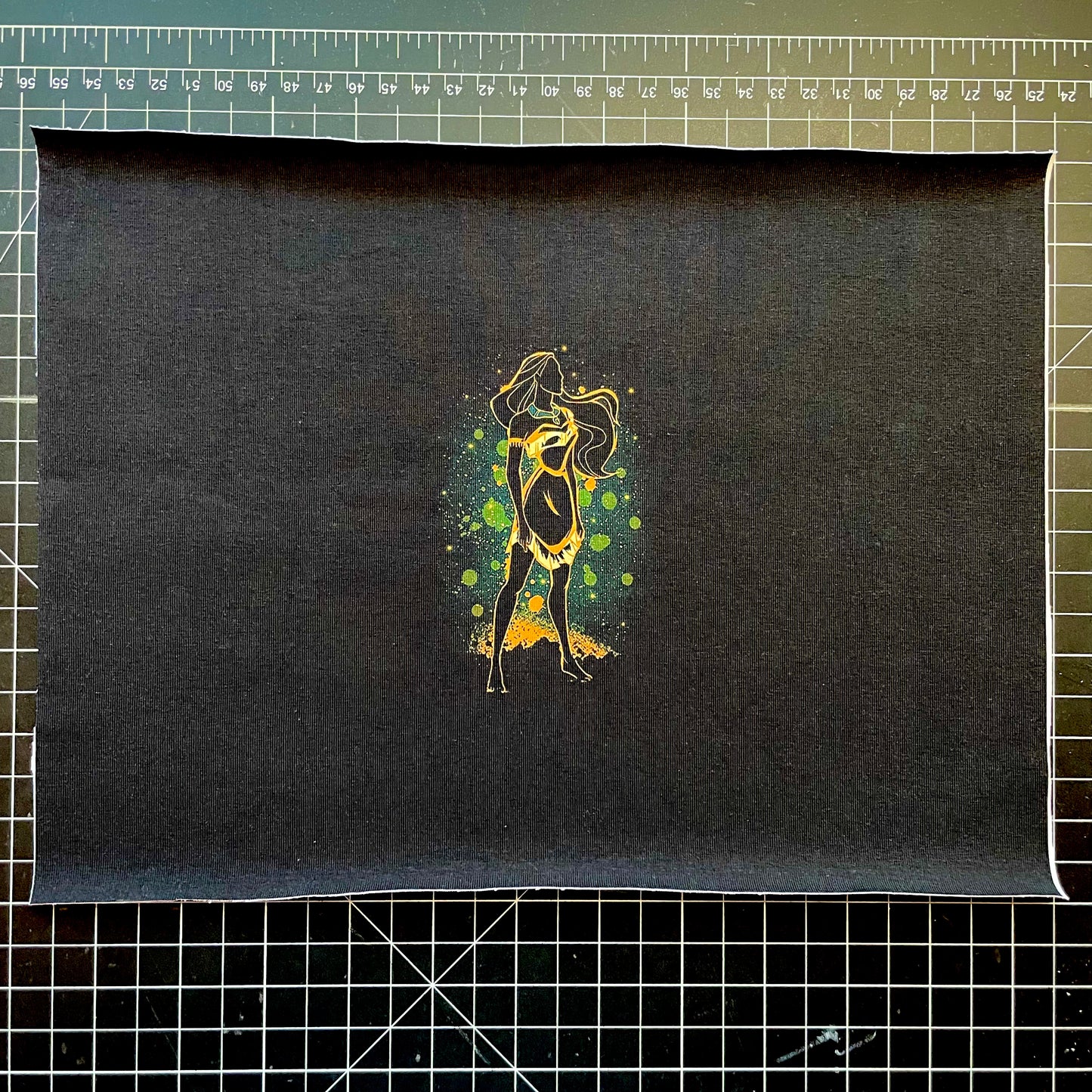 **9x12** Tumbler Cut, Custom Fabric, CottonSpandex, High Quality, Princess, Pocahantas, Black, Precut