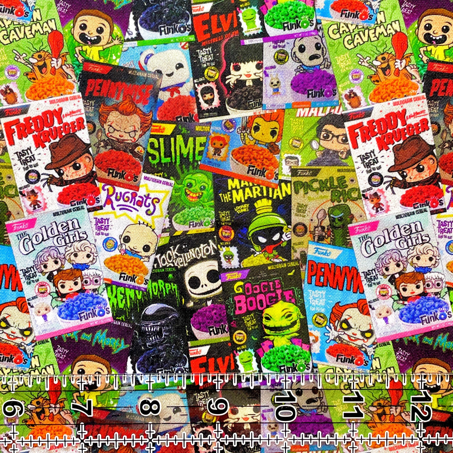 9x14 Tumbler Cut, Custom Fabric, CW Cotton Woven, High Quality, Mask Cut, Tumbler Fabric, Horror, Monster, Throwback, Halloween, Cereal Boxes