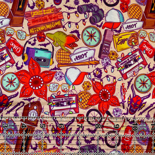 9x14 Tumbler Cut, Custom Fabric, CottonSpandex, High Quality, Mask Cut, Tumbler Fabric, Stranger, Friends Don’t Lie Beige, New