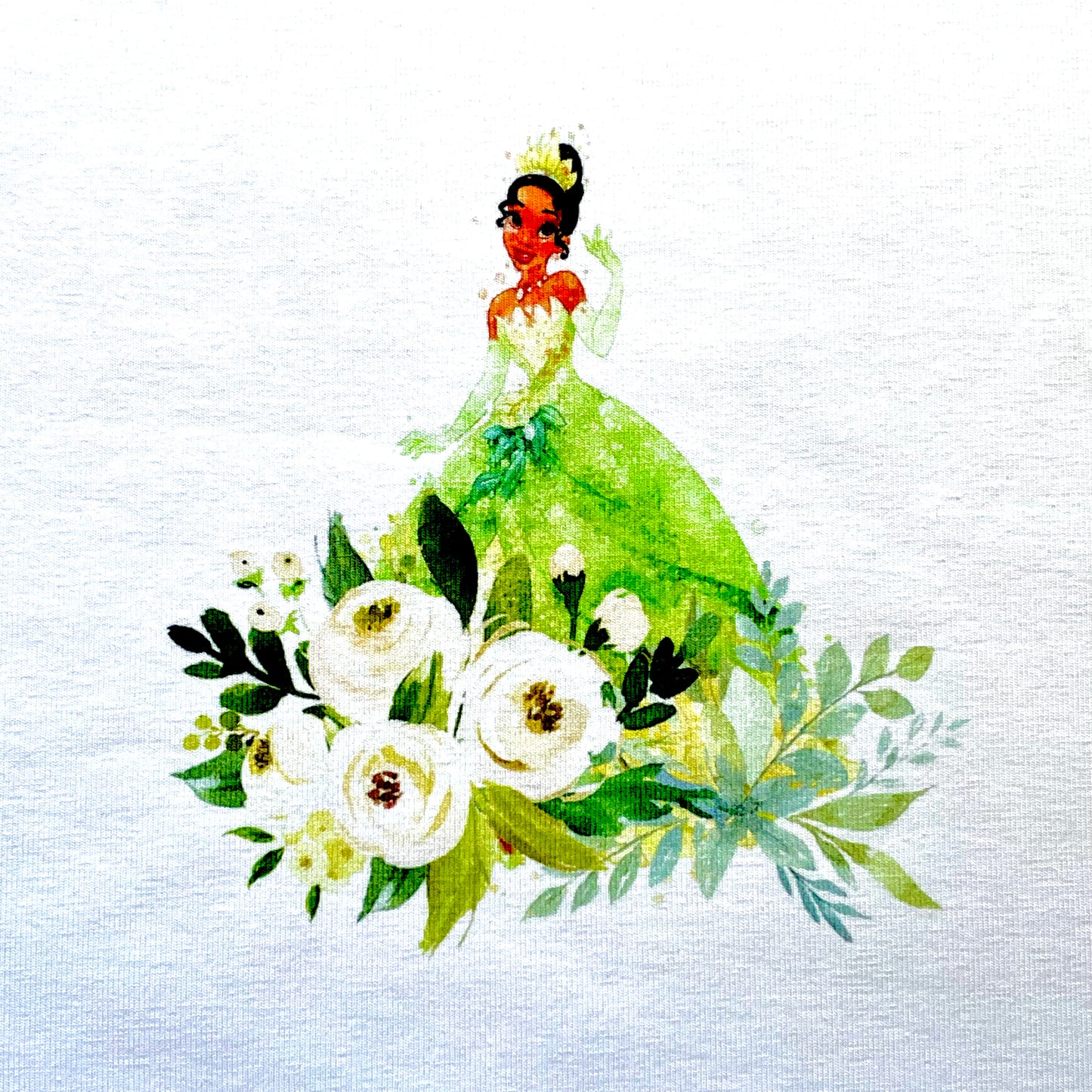 **9x12** Tumbler Cut, Custom Fabric, CottonSpandex, High Quality, Princess, Tiana, White, Precut