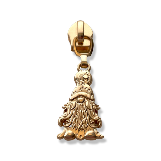 Zipper Pull, Gnome, Misty Gold