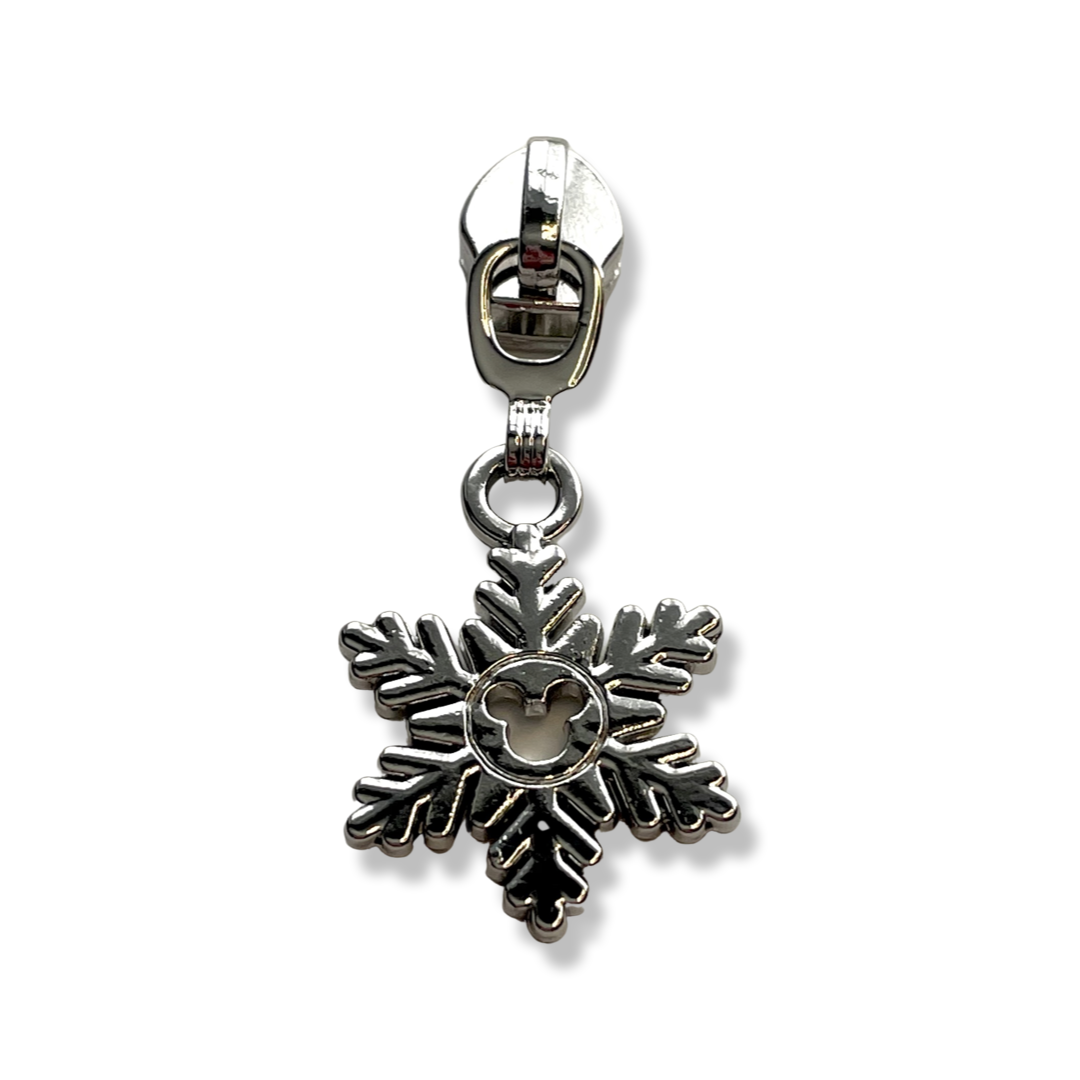 Zipper Pull, Mouse Snowflake, Silver