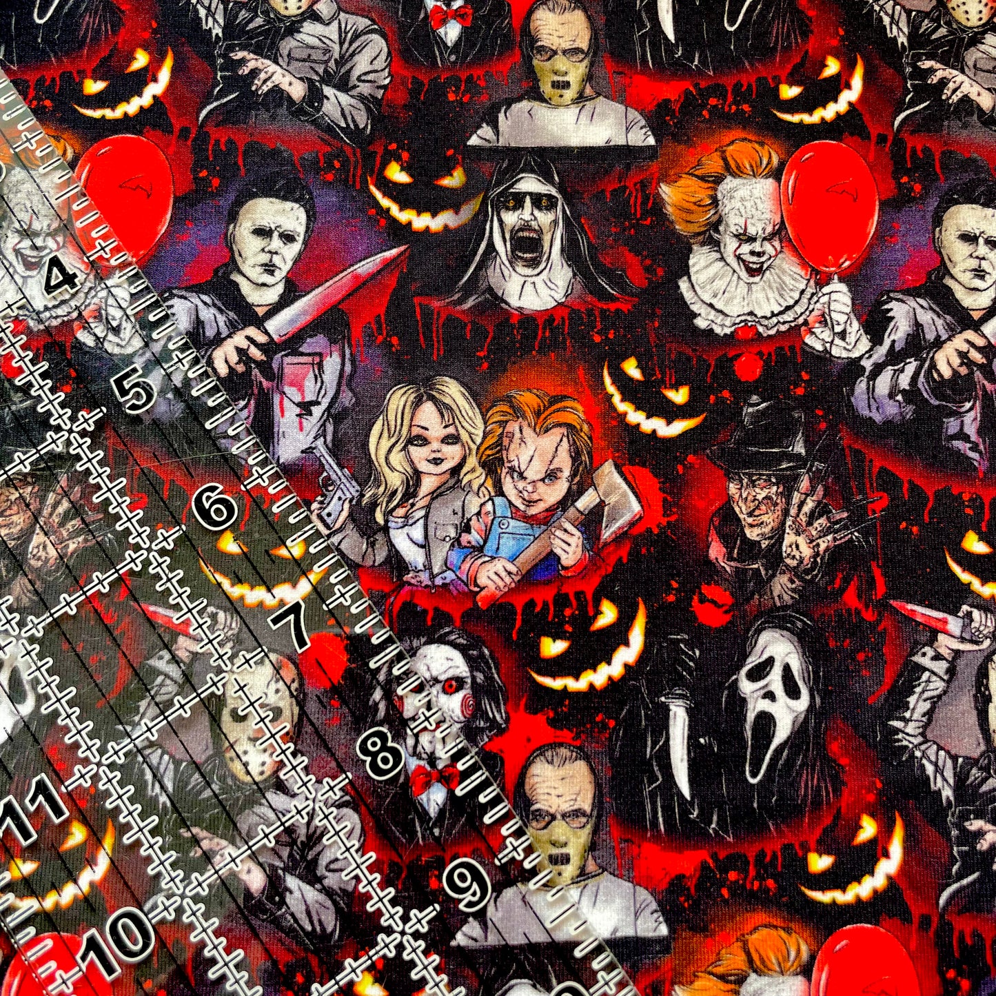 9x14 Tumbler Cut, Custom Fabric, CottonSpandex, High Quality, Mask Cut, Tumbler Fabric, Horror, Killers, Bloody Drip