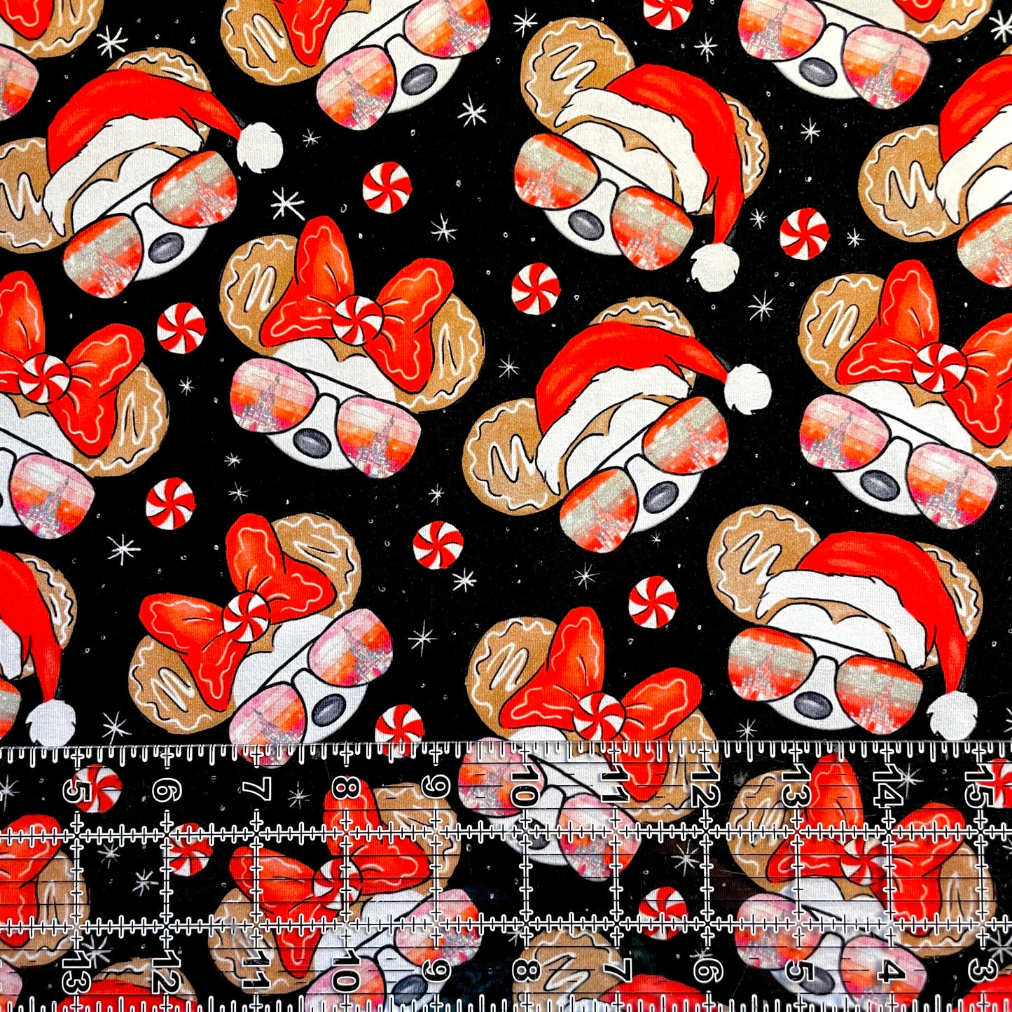 9x14 Tumbler Cut, Custom Fabric, CottonSpandex, High Quality, Mask Cut, Tumbler Fabric, Christmas, Xmas Mouse with Hat, Mickey, Minnie