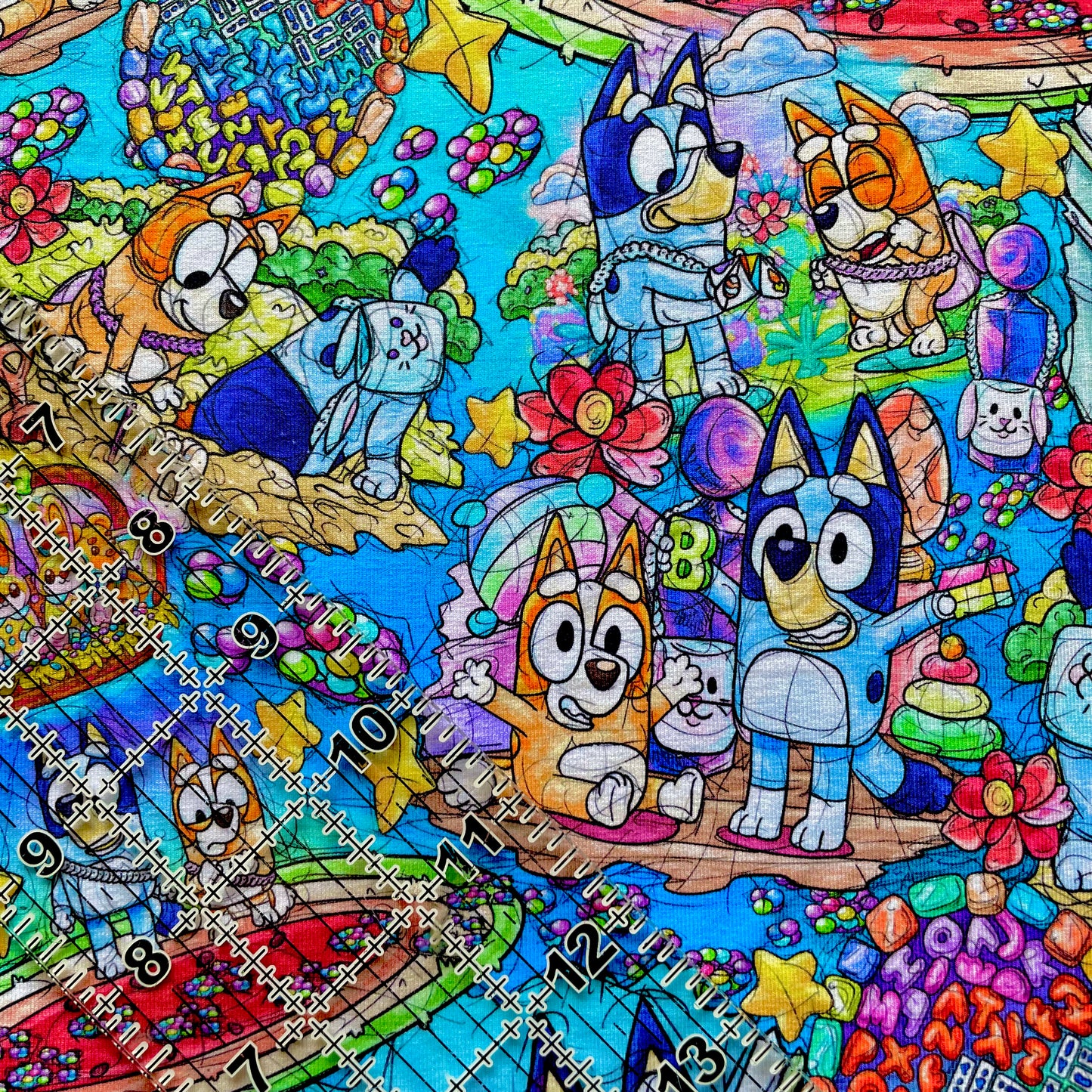9x14 Tumbler Cut, Custom Fabric, CottonSpandex, High Quality, Mask Cut, Tumbler Fabric, Easter, Bluey, Aqua, New