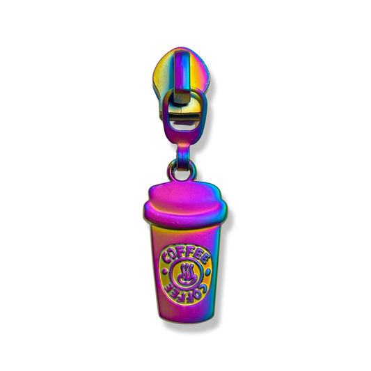 Zipper Pull, Coffee, Rainbow Matte