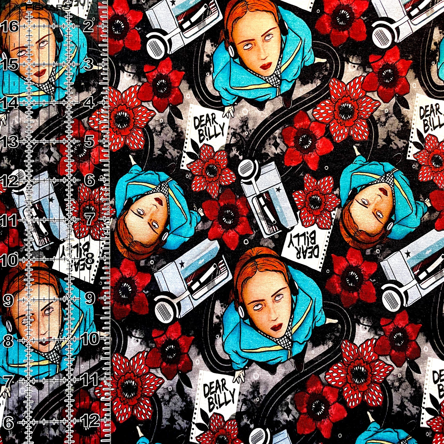 9x14 Tumbler Cut, Custom Fabric, CottonSpandex, High Quality, Halloween, Mask Cut, Tumbler Fabric, Don’t Lie, Max, Strange Friends, Dear Billy
